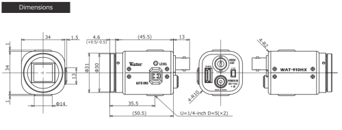 WAT-910HX/RC    1/2" Multi-Function, NIR Sensitivity (Remote Controller Type)  EIA / CCIR - CISopto